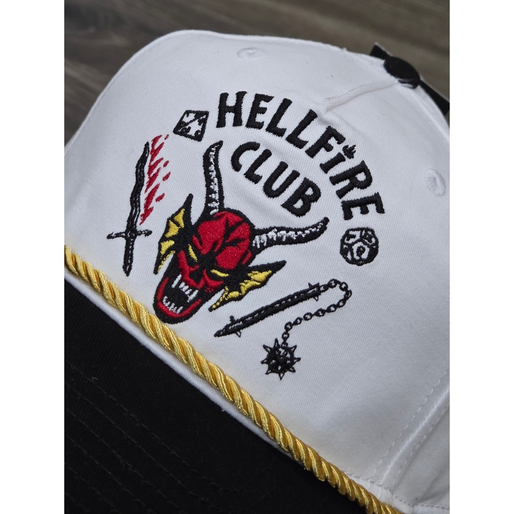 Stranger Things Hellfire Club Hat Snapback White Black Rope Netflix‎